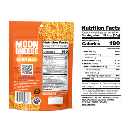 Moon Cheese - Cheddar Crumbles 2-pack (2 x 5 oz Bags)