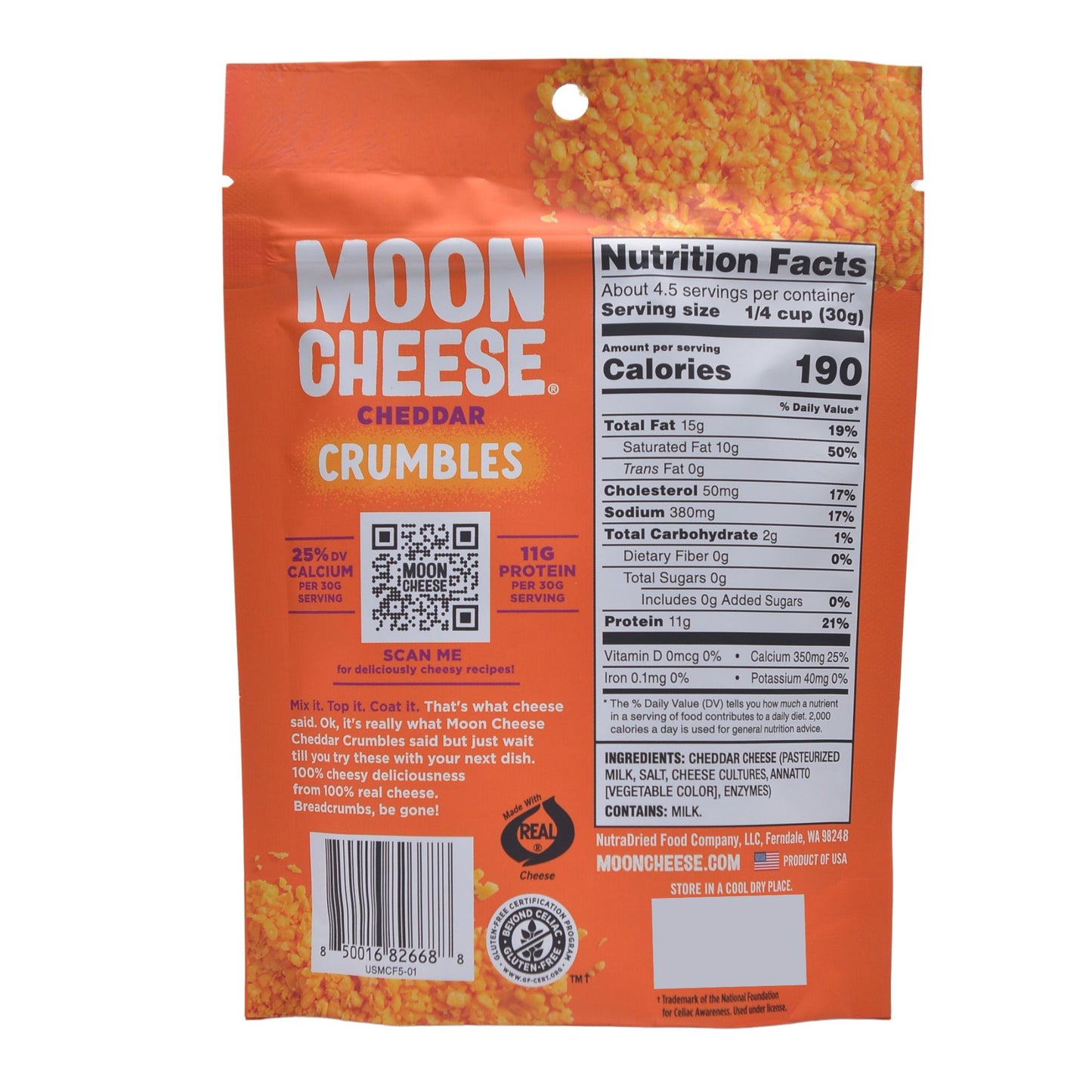 Moon Cheese - Cheddar Crumbles 2-pack (2 x 5 oz Bags)